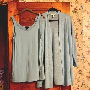 Eileen Fisher twin set cardigan/tank organic linen